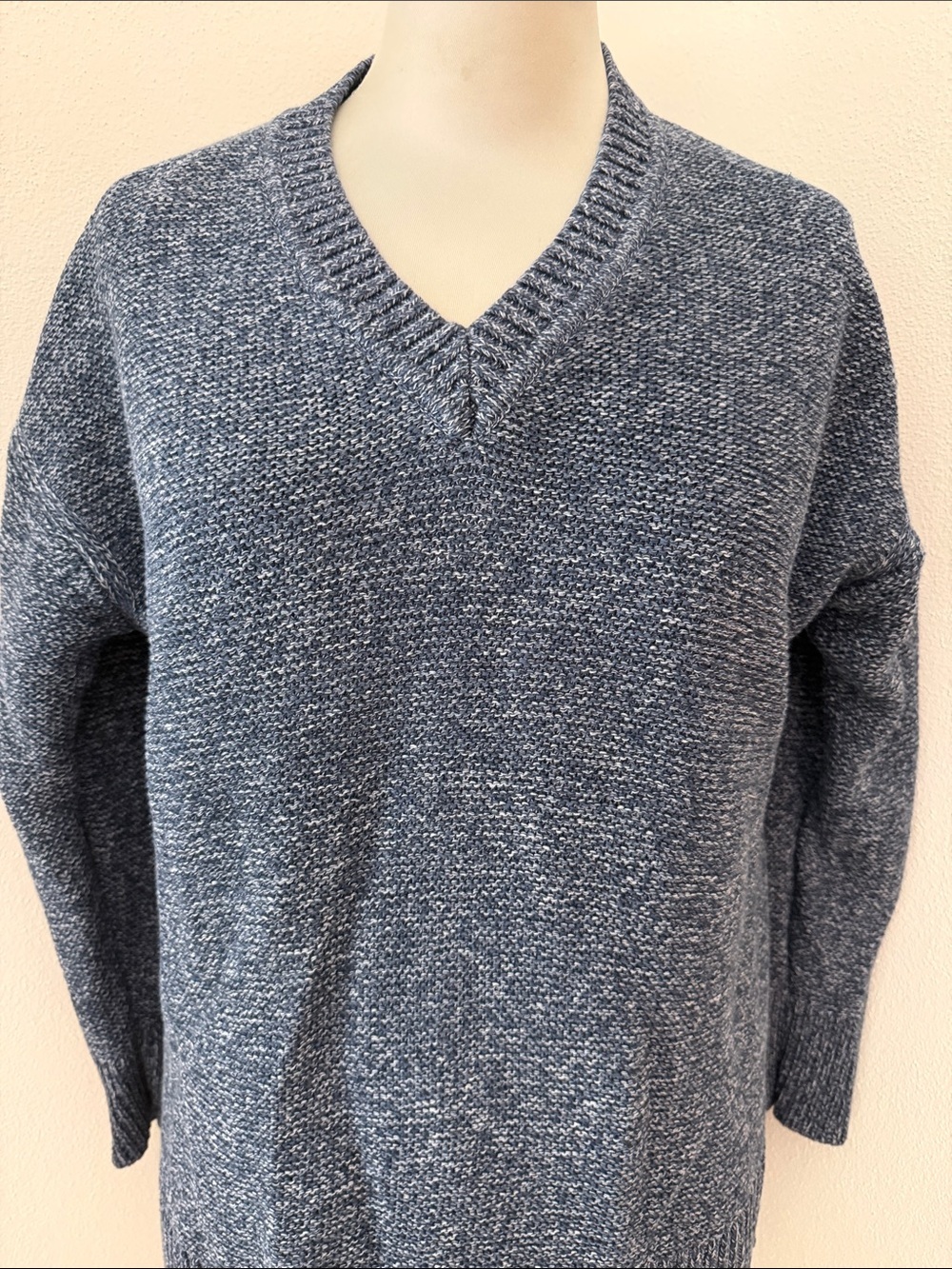 Everlane navy blue v neck 100% cotton sweater small s